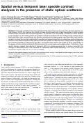 Cover page: Spatial versus temporal laser speckle contrast analyses in the presence of static optical scatterers
