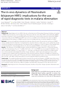 Cover page: The in-vivo dynamics of Plasmodium falciparum HRP2: implications for the use of rapid diagnostic tests in malaria elimination.