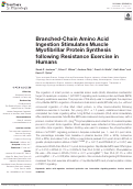 Cover page: Branched-Chain Amino Acid Ingestion Stimulates Muscle Myofibrillar Protein Synthesis following Resistance Exercise in Humans