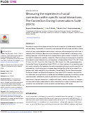 Cover page: Measuring the experience of social connection within specific social interactions: The Connection During Conversations Scale (CDCS).