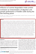 Cover page: Influence of ruminal degradable intake protein restriction on characteristics of digestion and growth performance of feedlot cattle during the late finishing phase