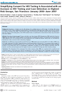 Cover page: Simplifying Consent for HIV Testing Is Associated with an Increase in HIV Testing and Case Detection in Highest Risk Groups, San Francisco January 2003–June 2007