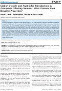 Cover page: Carbon Dioxide and Fruit Odor Transduction in Drosophila Olfactory Neurons. What Controls their Dynamic Properties?