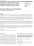 Cover page: Disparities in Telemedicine Use for Subspecialty Diabetes Care During COVID-19 Shelter-In-Place Orders