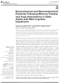 Cover page: Neurochemical and Neuroanatomical Plasticity Following Memory Training and Yoga Interventions in Older Adults with Mild Cognitive Impairment