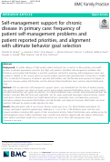 Cover page: Self-management support for chronic disease in primary care: frequency of patient self-management problems and patient reported priorities, and alignment with ultimate behavior goal selection