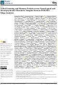 Cover page: Verbal Learning and Memory Deficits across Neurological and Neuropsychiatric Disorders: Insights from an ENIGMA Mega Analysis.