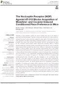 Cover page: The Nociceptin Receptor (NOP) Agonist AT-312 Blocks Acquisition of Morphine- and Cocaine-Induced Conditioned Place Preference in Mice