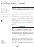 Cover page: Patient-Reported Social Risks and Clinician Decision Making: Results of a Clinician Survey in Primary Care Community Health Centers