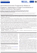 Cover page: Intermittent Preventive Treatment for Malaria in Pregnancy: Optimization of Target Concentrations of Dihydroartemisinin-Piperaquine