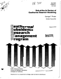 Cover page: STATE-OF-THE-ART REVIEW OF GEOTHERMAL RESERVOIR MODELLING