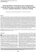 Cover page: Beneficial Effects of Kaempferol after Developmental Traumatic Brain Injury Is through Protection of Mitochondrial Function, Oxidative Metabolism, and Neural Viability