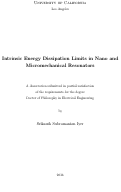 Cover page: Intrinsic Energy Dissipation Limits in Nano and Micromechanical Resonators