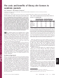 Cover page: The Costs and Benefits of Library Site Licenses to Academic Journals