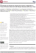 Cover page: Prolonged Gut Dysbiosis and Fecal Excretion of Hepatitis A Virus in Patients Infected with Human Immunodeficiency Virus.