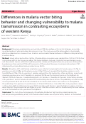 Cover page: Differences in malaria vector biting behavior and changing vulnerability to malaria transmission in contrasting ecosystems of western Kenya.