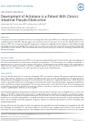 Cover page: Development of Achalasia in a Patient With Chronic Intestinal Pseudo-Obstruction