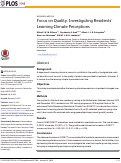 Cover page: Focus on Quality: Investigating Residents’ Learning Climate Perceptions