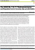 Cover page: The 2023 Mw 7.8-7.7 Kahramanmaraş earthquakes were loosely slip-predictable.