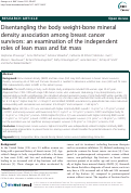 Cover page: Disentangling the body weight-bone mineral density association among breast cancer survivors: an examination of the independent roles of lean mass and fat mass