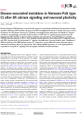 Cover page: Disease-associated mutations in Niemann-Pick type C1 alter ER calcium signaling and neuronal plasticity