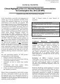 Cover page: Clinical Highlights of the U.S. Selected Practice Recommendations for Contraceptive Use, 2013 (US SPR)