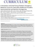 Cover page: A Simulation and Small-Group Pediatric Emergency Medicine Course for Generalist Healthcare Providers: Gastrointestinal and Nutrition Emergencies