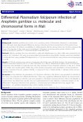 Cover page: Differential Plasmodium falciparum infection of
Anopheles gambiae s.s. molecular and chromosomal
forms in Mali