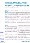 Cover page: Association of Germline BRCA Pathogenic Variants With Diminished Ovarian Reserve: A Meta-Analysis of Individual Patient-Level Data