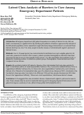 Cover page: Latent Class Analysis of Barriers to Care Among  Emergency Department Patients