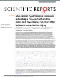 Cover page: Myocardial hypothermia increases autophagic flux, mitochondrial mass and myocardial function after ischemia-reperfusion injury