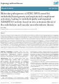 Cover page: Molecular pathogenesis of STEC-HUS caused byendothelial heterogeneity and unprotected complementactivation, leading to endotheliopathy and impairedADAMTS13 activity: based on two-activation theory ofthe endothelium and vascular microthrombotic disease