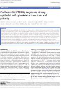 Cover page: Cadherin-26 (CDH26) regulates airway epithelial cell cytoskeletal structure and polarity