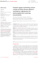 Cover page: Human upper extremity motor cortex activity shows distinct oscillatory signatures for stereotyped arm and leg movements.