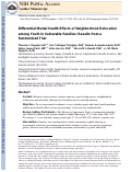 Cover page: Differential Mental Health Effects of Neighborhood Relocation Among Youth in Vulnerable Families: Results From a Randomized Trial