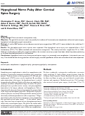 Cover page: Hypoglossal Nerve Palsy After Cervical Spine Surgery
