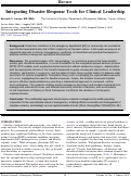 Cover page: Integrating Disaster Response Tools for Clinical Leadership