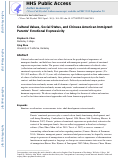 Cover page: Cultural Values, Social Status, and Chinese American Immigrant Parents’ Emotional Expressivity