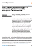 Cover page: Biome-scale temperature sensitivity of ecosystem respiration revealed by atmospheric CO2 observations