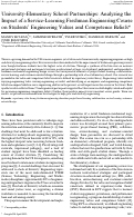 Cover page: University-Elementary School Partnerships: Analyzing the Impact of a Service-Learning Freshman Engineering Course on Students' Engineering Values and Competence Beliefs