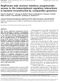 Cover page: RegPrecise web services interface: programmatic access to the transcriptional regulatory interactions in bacteria reconstructed by comparative genomics