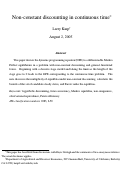 Cover page: Non-constant discounting in continuous time