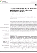 Cover page: Connections Matter: Social Networks and Lifespan Health in Primate Translational Models