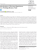 Cover page: Reactivation of Previous Experiences in a Working Memory Task