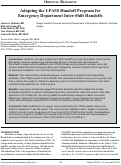 Cover page: Adapting the I-PASS Handoff Program for Emergency Department Inter-Shift Handoffs