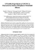 Cover page: A possible experiment at LEUTL to characterize surface roughness 
Wakefield effects