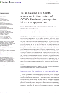 Cover page: Re-socializing pre-health education in the context of COVID: Pandemic prompts for bio-social approaches.