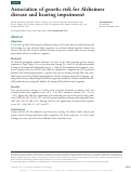 Cover page: Association of genetic risk for Alzheimer disease and hearing impairment.