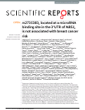 Cover page: rs2735383, located at a microRNA binding site in the 3’UTR of NBS1 , is not associated with breast cancer risk