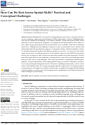 Cover page: How Can We Best Assess Spatial Skills? Practical and Conceptual Challenges.